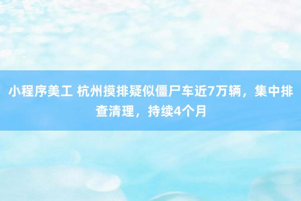 小程序美工 杭州摸排疑似僵尸车近7万辆，集中排查清理，持续4个月