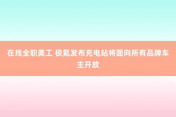 在线全职美工 极氪发布充电站将面向所有品牌车主开放