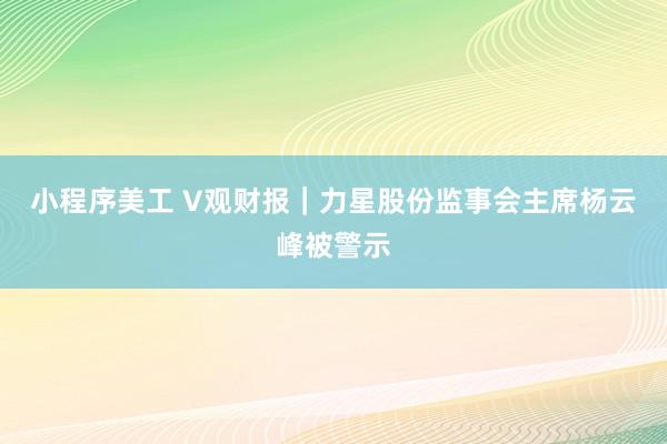 小程序美工 V观财报｜力星股份监事会主席杨云峰被警示